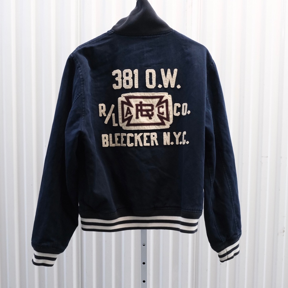 Polo Ralph Lauren Bleecker N.Y.C Letterman Jacket Mens M Navy Blue Varsity - Picture 2 of 15